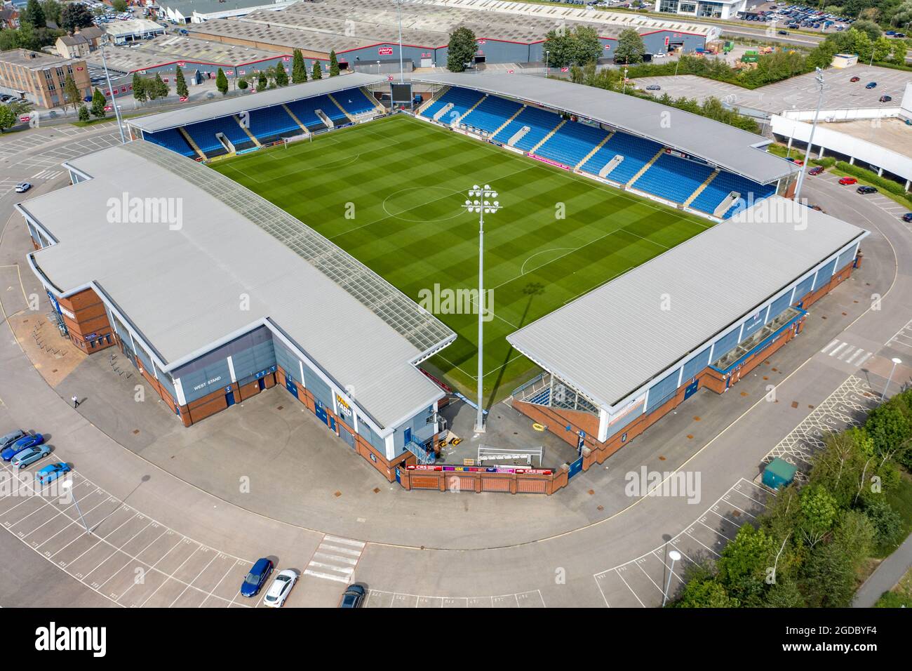 Chesterfield Football Club Stadium Technique Stadium Aerial Drone View Stockfotografie Alamy