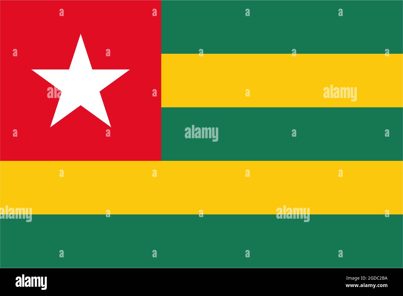 Flagge der togolesischen Republik weht im Wind. Hintergrundtextur. Lomé. 3d-Illustration. 3d-Rendering. Stockfoto