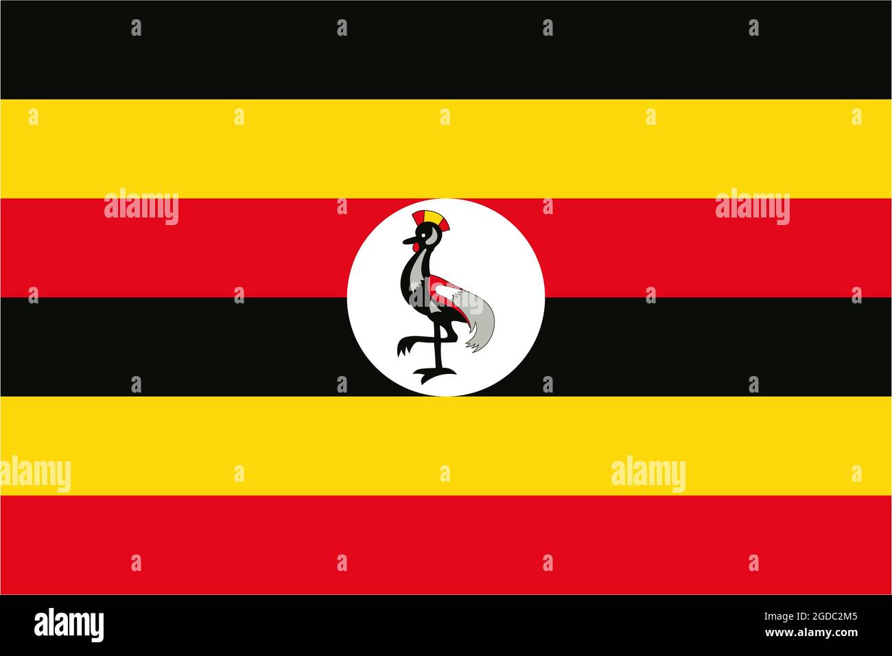 Flagge der Republik Uganda weht im Wind. Hintergrundtextur. Kampala. 3d-Illustration. 3d-Rendering. Stockfoto