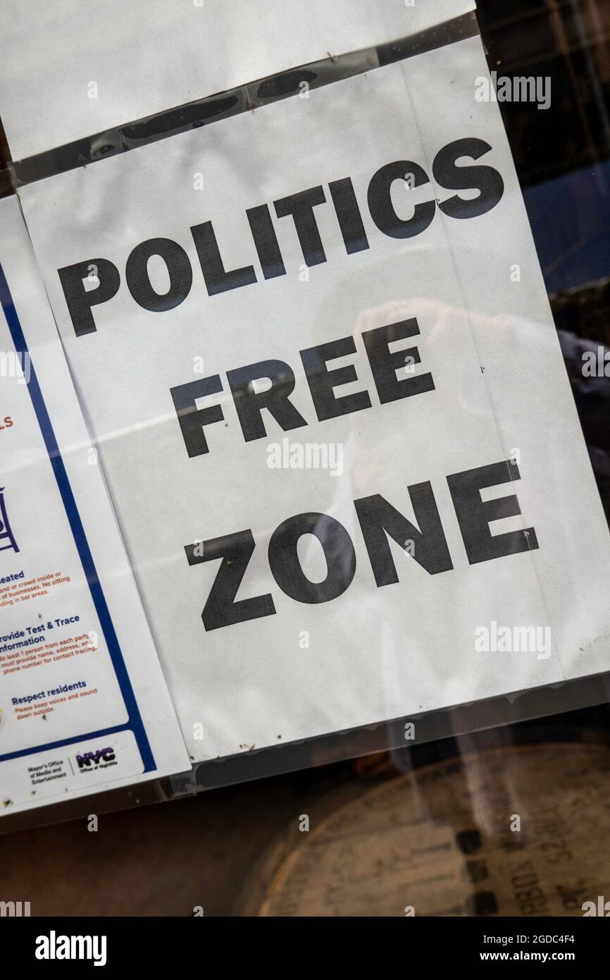 Politik Free Zone Sign, NYC, USA Stockfoto