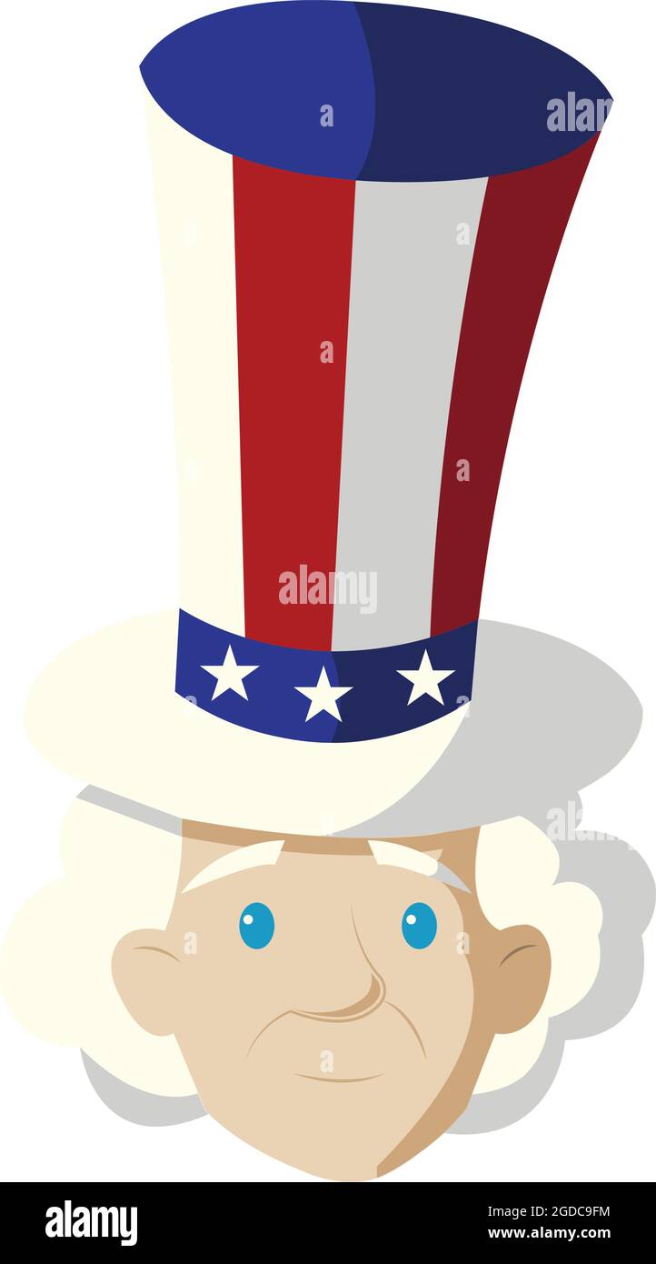 Isolierter Onkel sam Avatar mit einem amerikanischen Hut Vector Stock Vektor