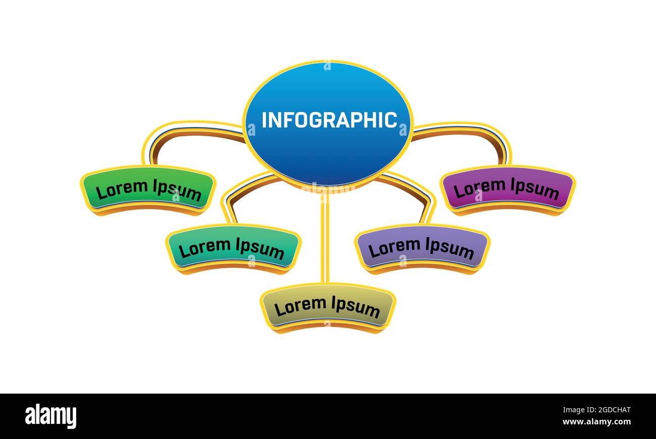 Vektorelemente für Infografik. Vorlage für Diagramm, Diagramm, Präsentation und Diagramm. Geschäftskonzept mit 5 Optionen, Teilen, Schritten oder Prozessen. Stock Vektor