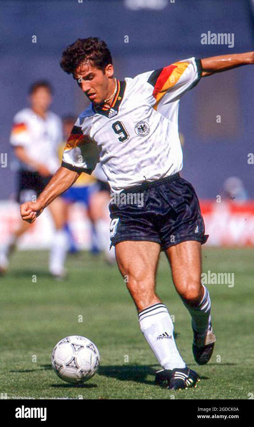Karl-Heinz Riedle im Einsatz für Deutschland gegen Brasilien in Washington DC 1994 Stockfoto
