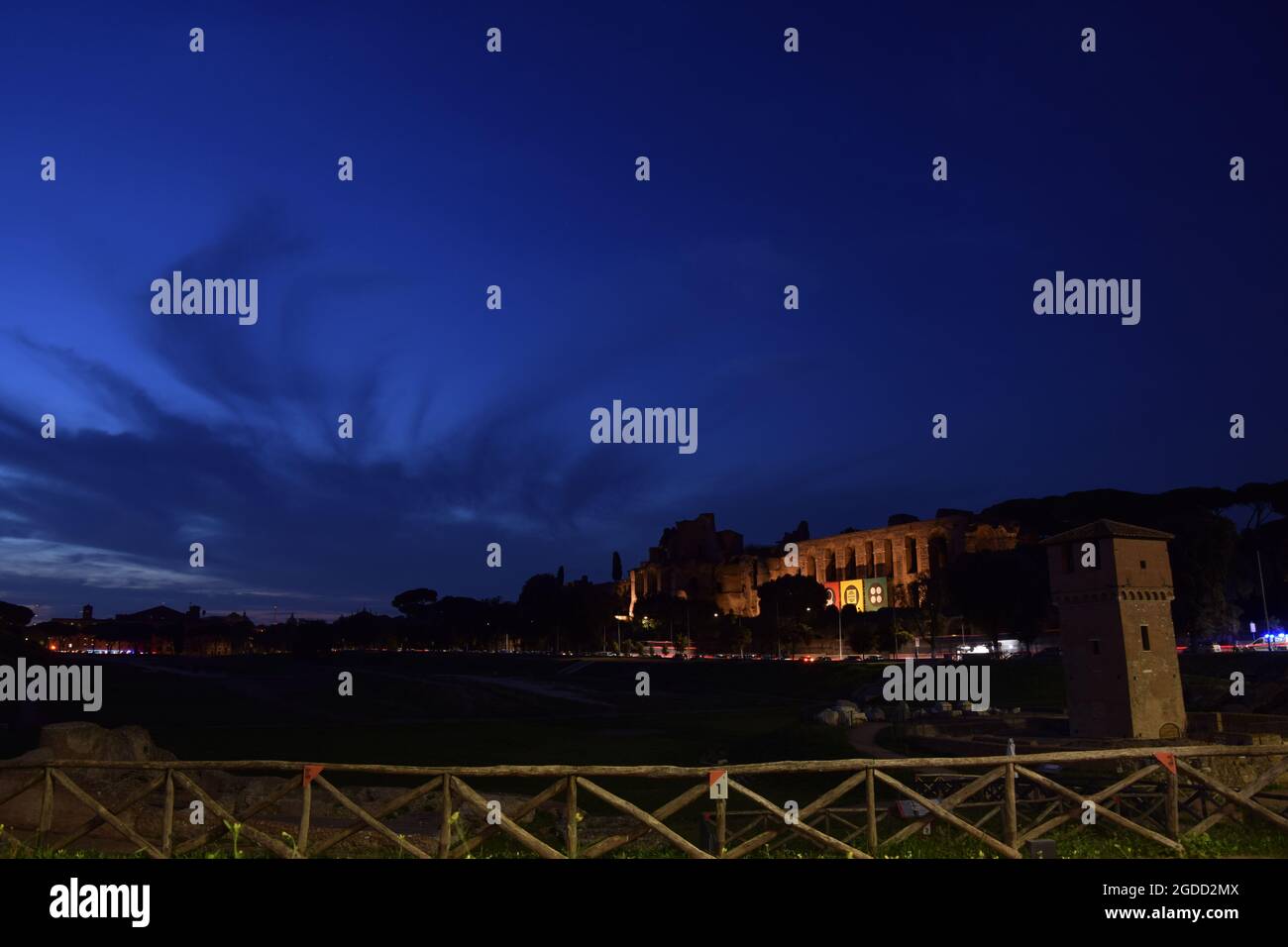 Circus Maximus bei Nacht - Rom, Italien Stockfoto