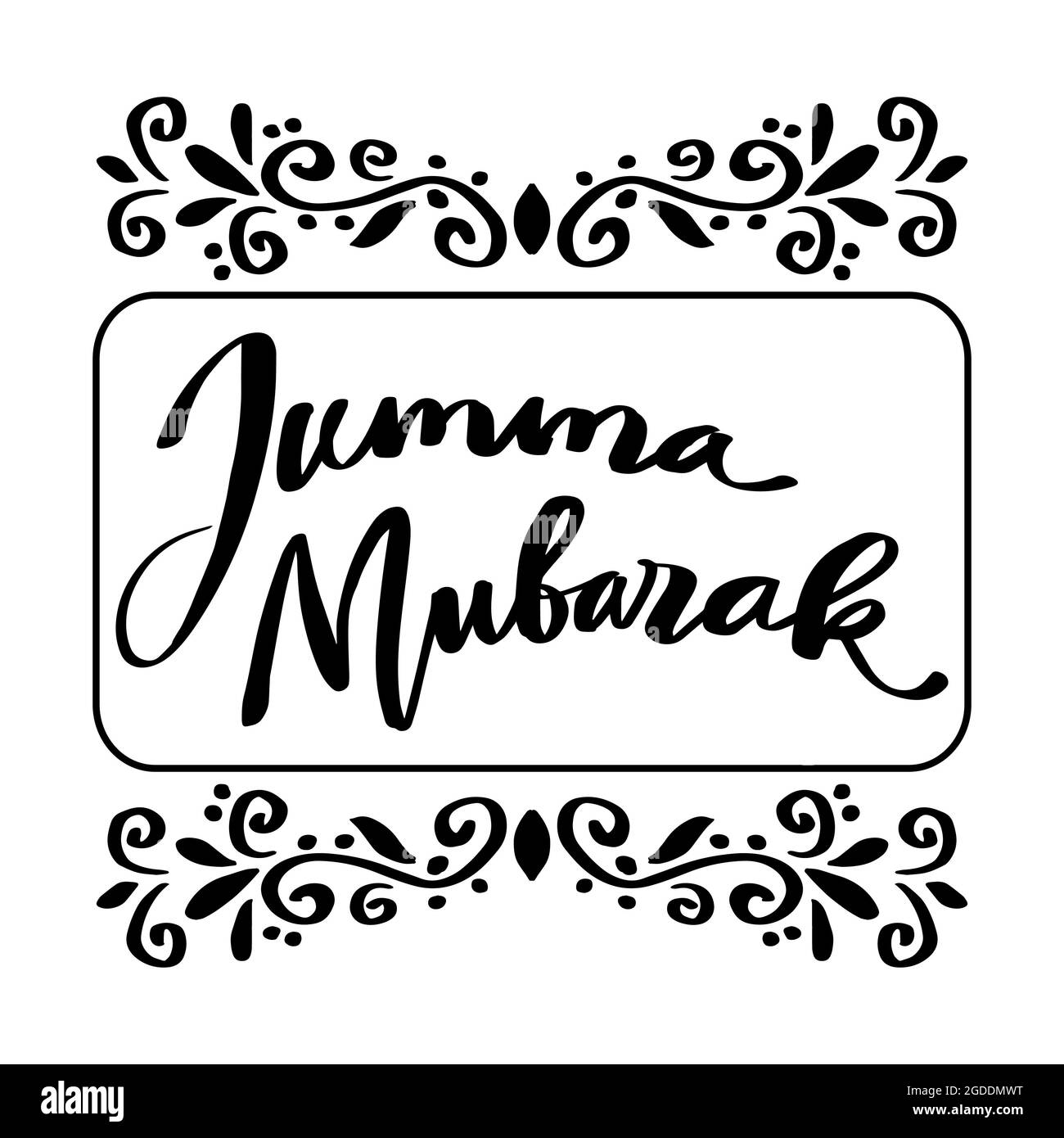 Jumma Mubarak Handschriftzug. Grußkartendesign. Stockfoto