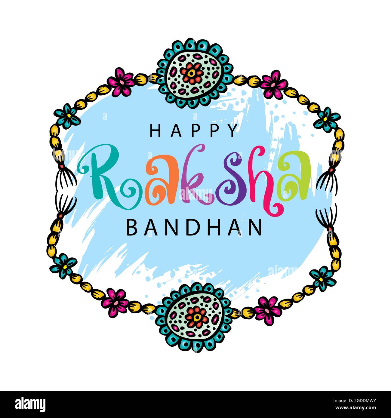 Dekorativer raksha bandhan Schriftzug. Grußkartendesign. Stockfoto