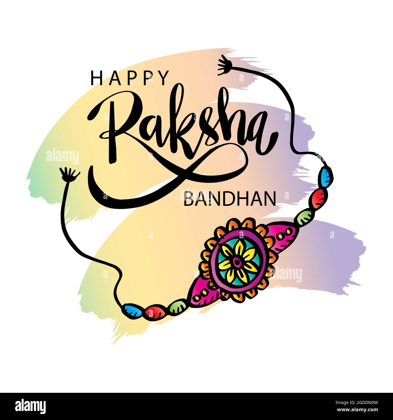 Dekorativer raksha bandhan Schriftzug. Grußkartendesign. Stockfoto