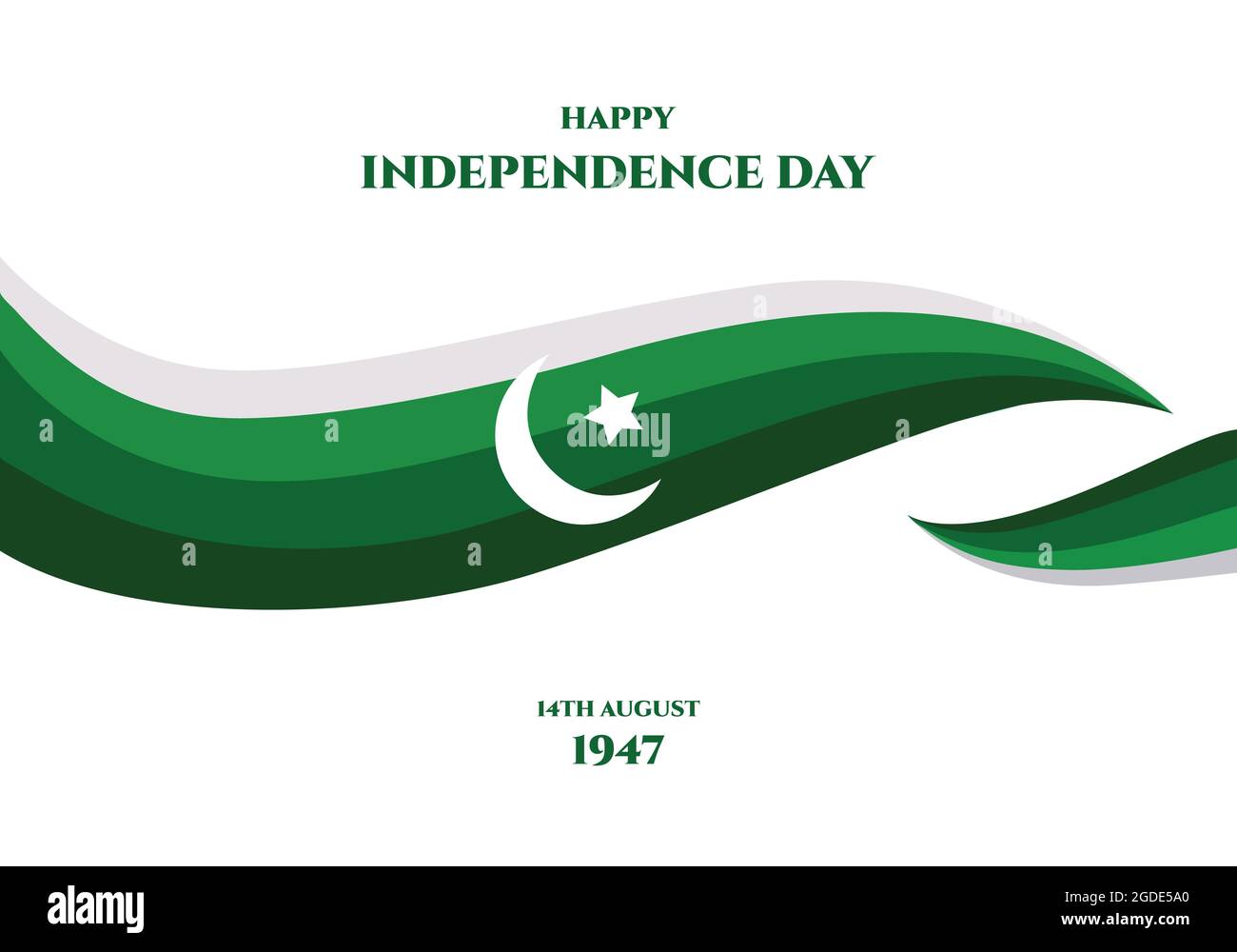 Unabhängigkeitstag Pakistans kreatives Banner oder Plakat mit Hintergrund der Nationalflagge. August 14 1947. Islamisches Land. Stock Vektor