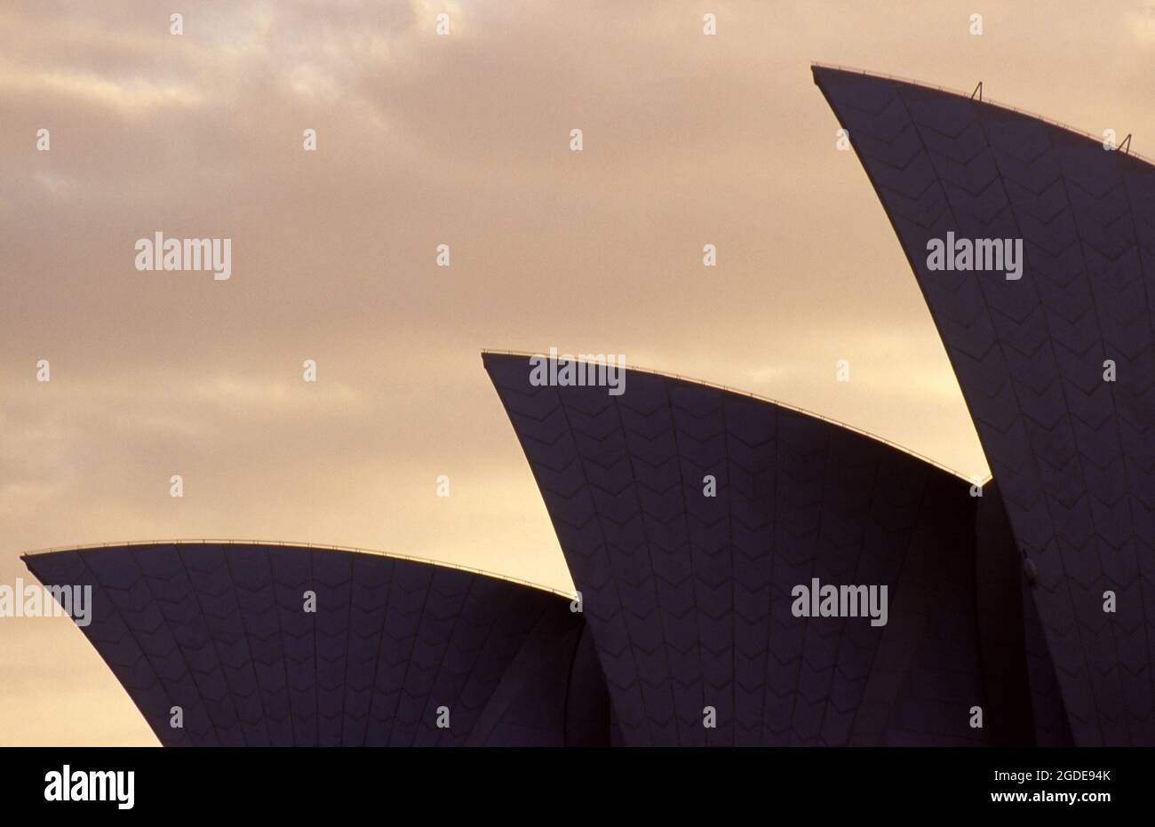 SILHOUETTE DER SEGEL DES OPERNHAUSES VON SYDNEY, SYDNEY, NEW SOUTH WALES, AUSTRALIEN. Stockfoto