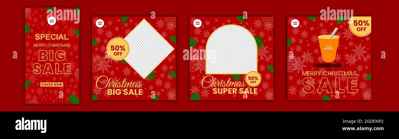 Instagram Story Vorlage Social Media großen Verkauf an Weihnachten Stock Vektor