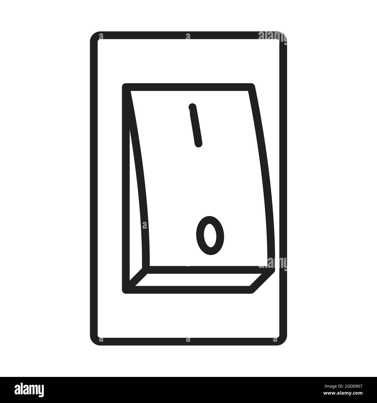Symbolvektor für die Kontur des elektrischen Schalters. Strom aus linear Stil Zeichen Kippschalter aus Position für Grafik-Design, Logo, Website, Social Media, Mobile A Stock Vektor