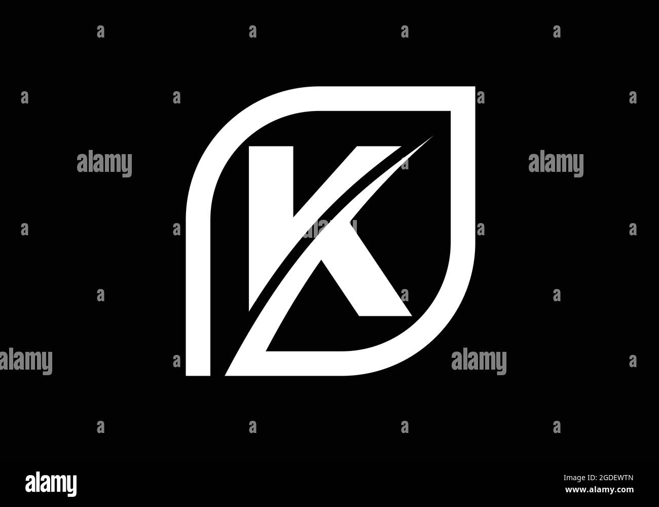 Anfängliches K-Monogramm-Alphabet mit abstraktem Blatt. Umweltfreundliches Logo-Konzept. Schrift-Emblem. Modernes Vektorlogo für ökologische Wirtschaft und Unternehmen Stock Vektor