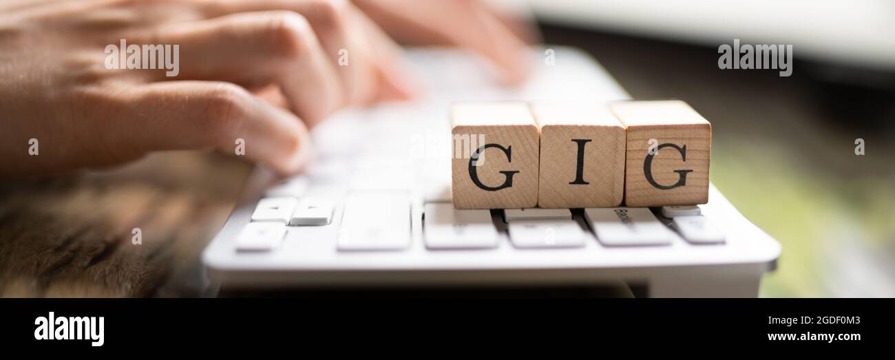 Gig Economy Online Internet Arbeitsmarkt Und Beschäftigung Stockfoto