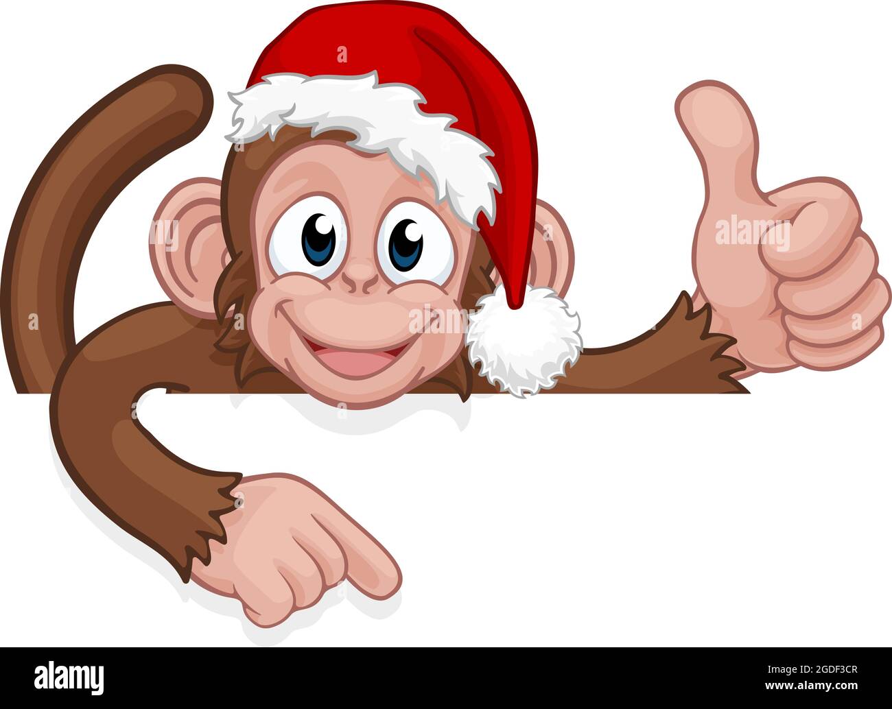 Weihnachten Monkey Zeichentrickfigur in Santa Hut Stock Vektor