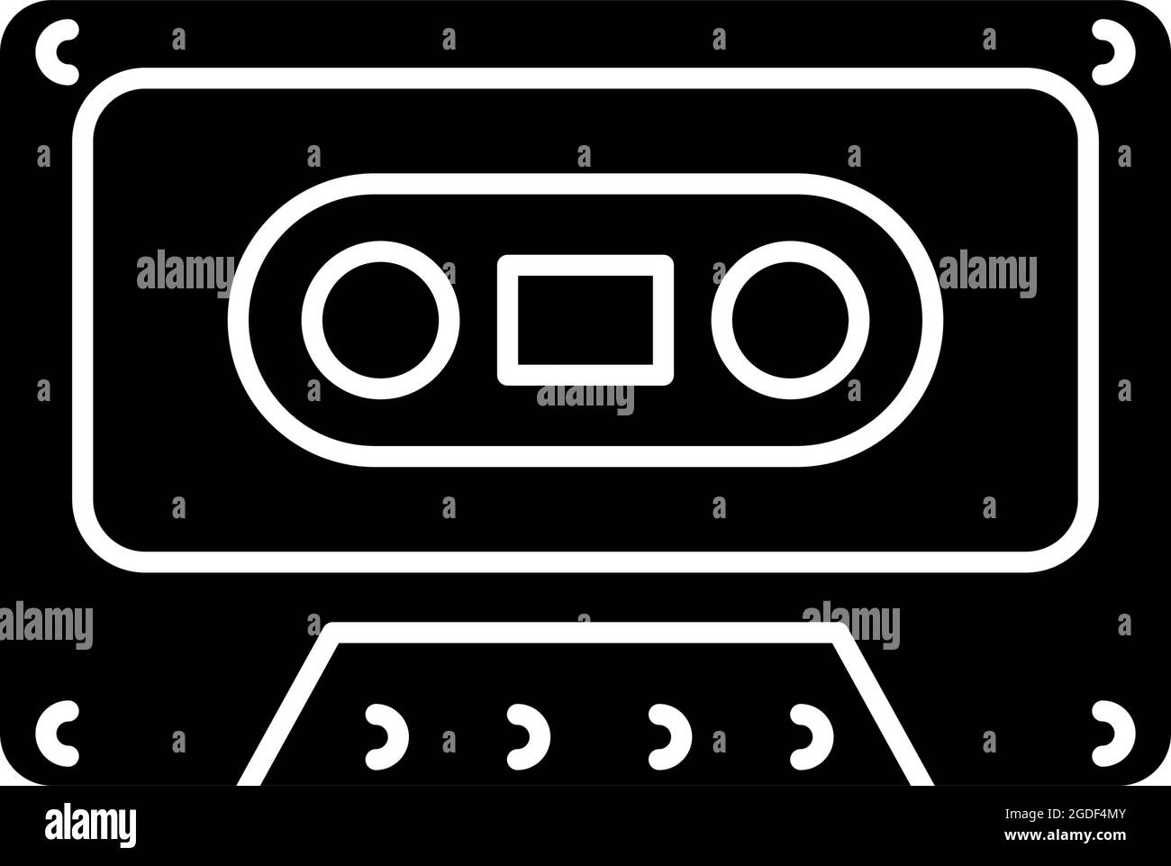 Schwarzes Glyphensymbol der Kassette Stock Vektor