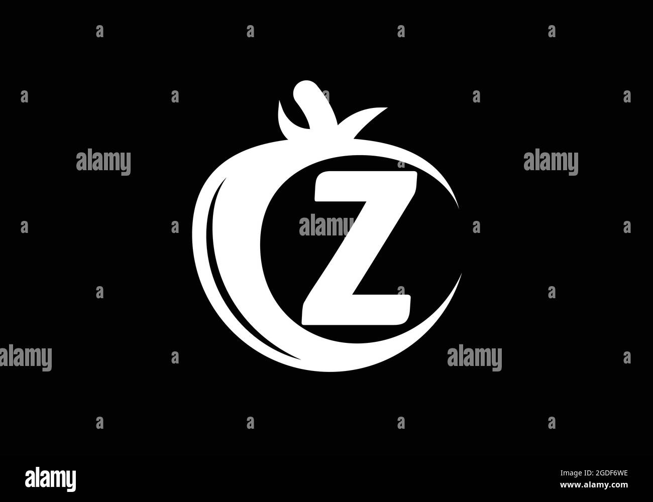 Anfängliches Z-Monogramm-Alphabet mit Tomate. Tomate Logo Design-Vorlage. Schrift-Emblem. Modernes Vektor-Logo für Bio-Lebensmittel-Geschäft und Firmenidentität Stock Vektor