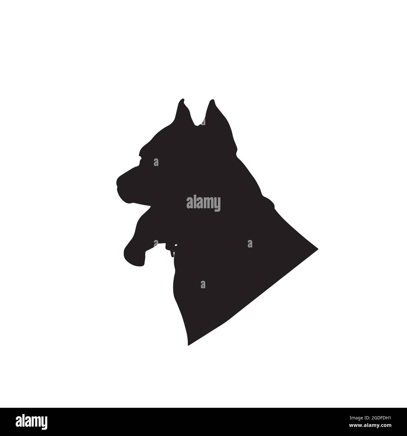 Schwarze Kontur Umriss Porträt des Hundes American Staffordshire Terrier isoliert auf weißem Hintergrund. Bild für Design und Tattoo. Vektordarstellung Stock Vektor