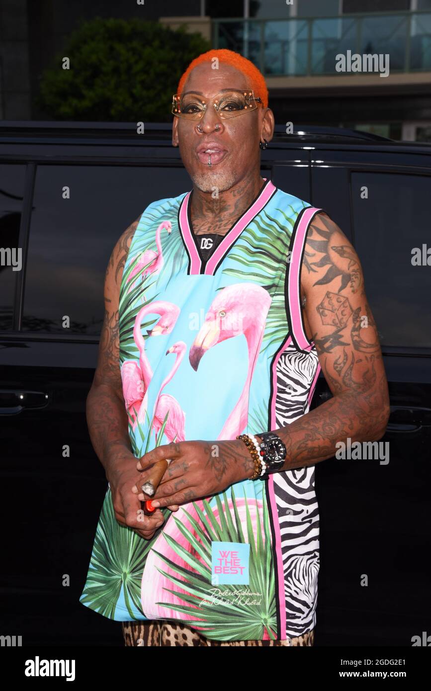 Dennis Rodman kommt zu seiner Veranstaltung. ManTFup, eine Marke von