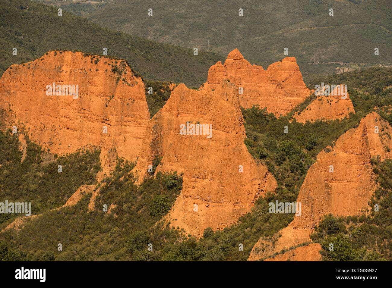 Las Medulas, ein römisches Goldbergbaugebiet. UNESCO-Weltkulturerbe in Kastilien und Leon, Spanien Stockfoto
