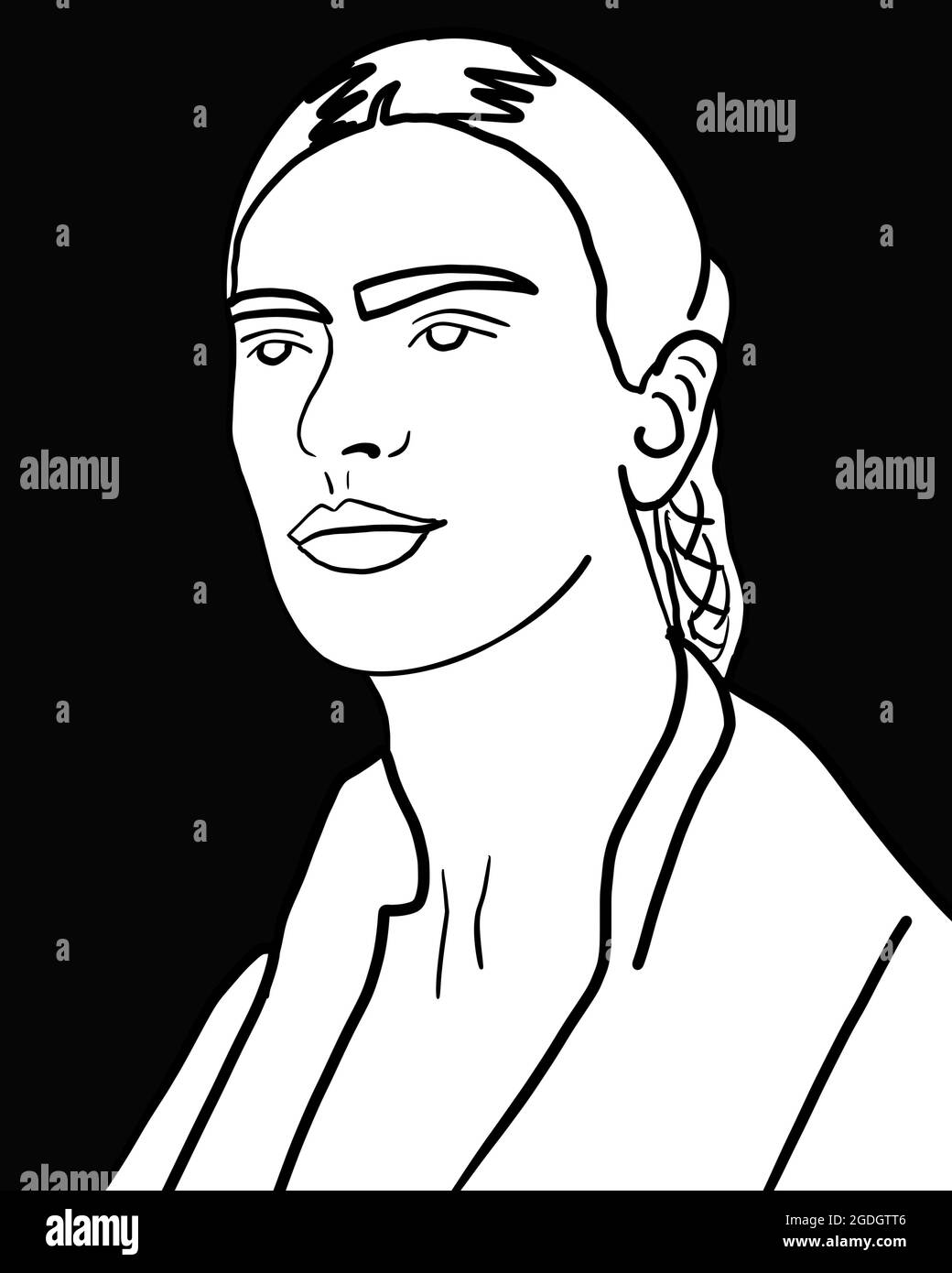 Illustration einer mexikanischen Frau für Print-, Karten- oder Pop-Art-Design, Frida Kahlo-Stil Stockfoto