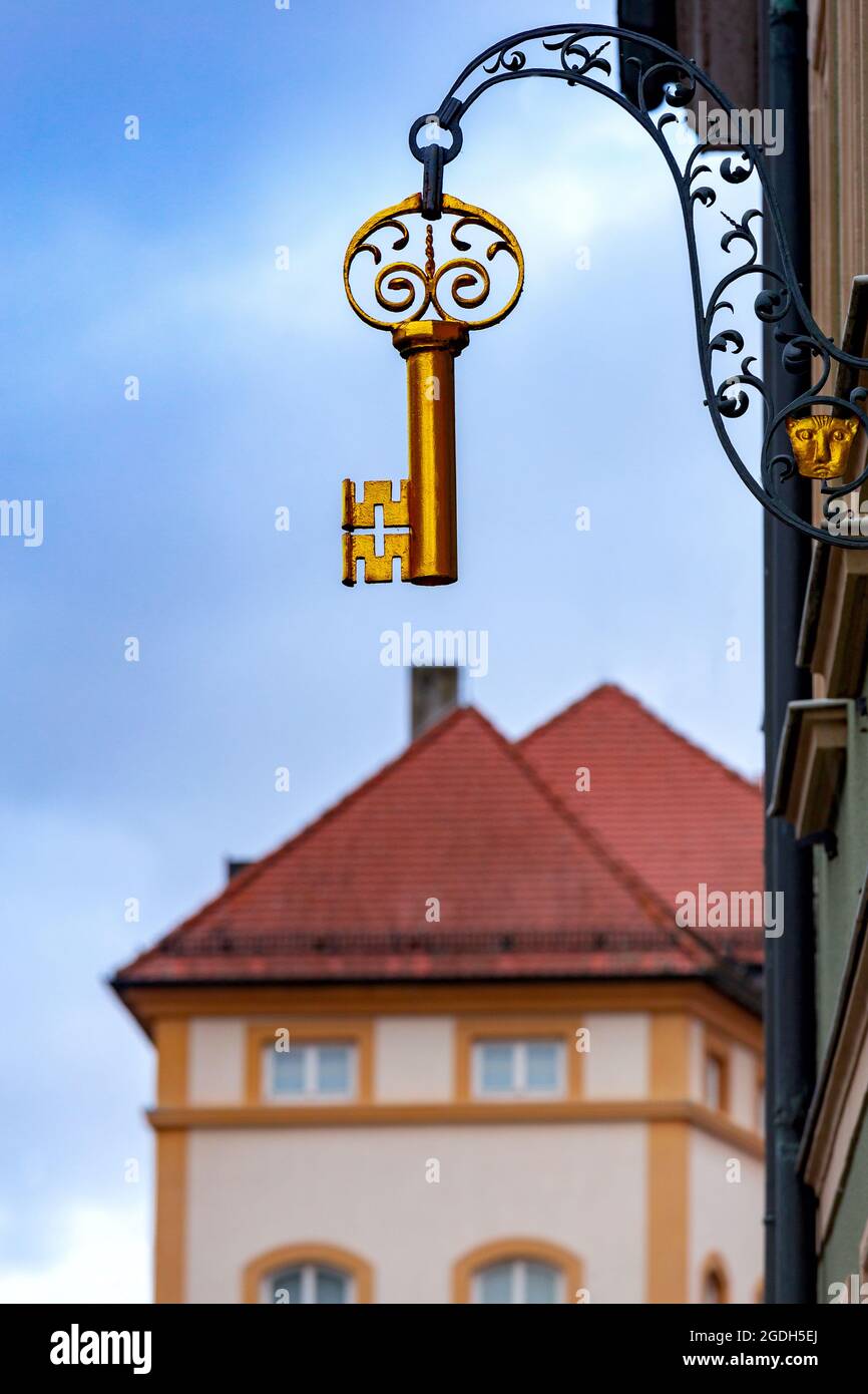 Bunte Fassaden alter Häuser im historischen Teil der Stadt. Bamberg. Bayern Deutschland. Stockfoto