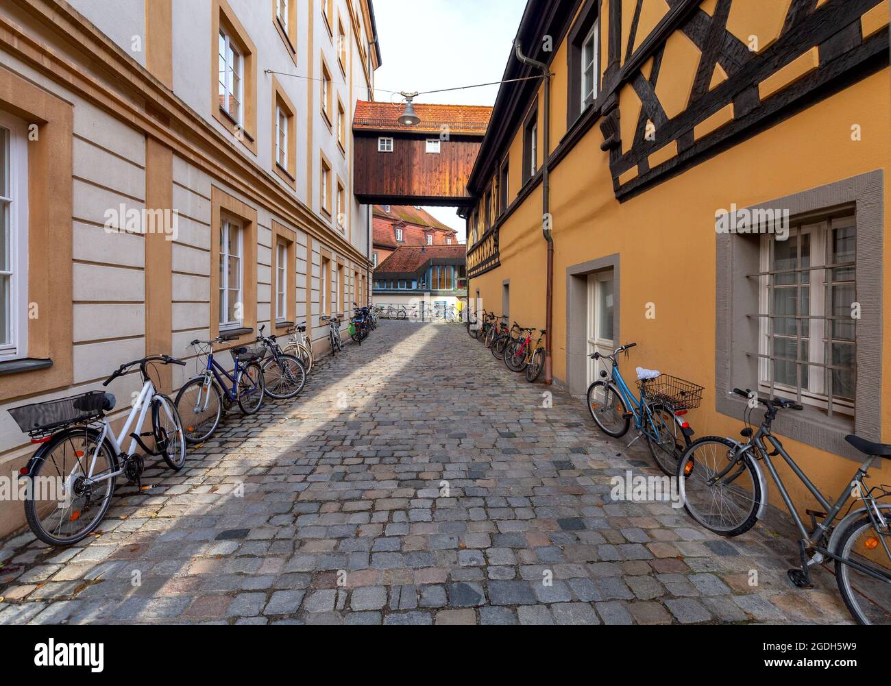 Fassaden von alten Häusern im historischen Teil der Stadt. Bamberg. Bayern Deutschland. Stockfoto