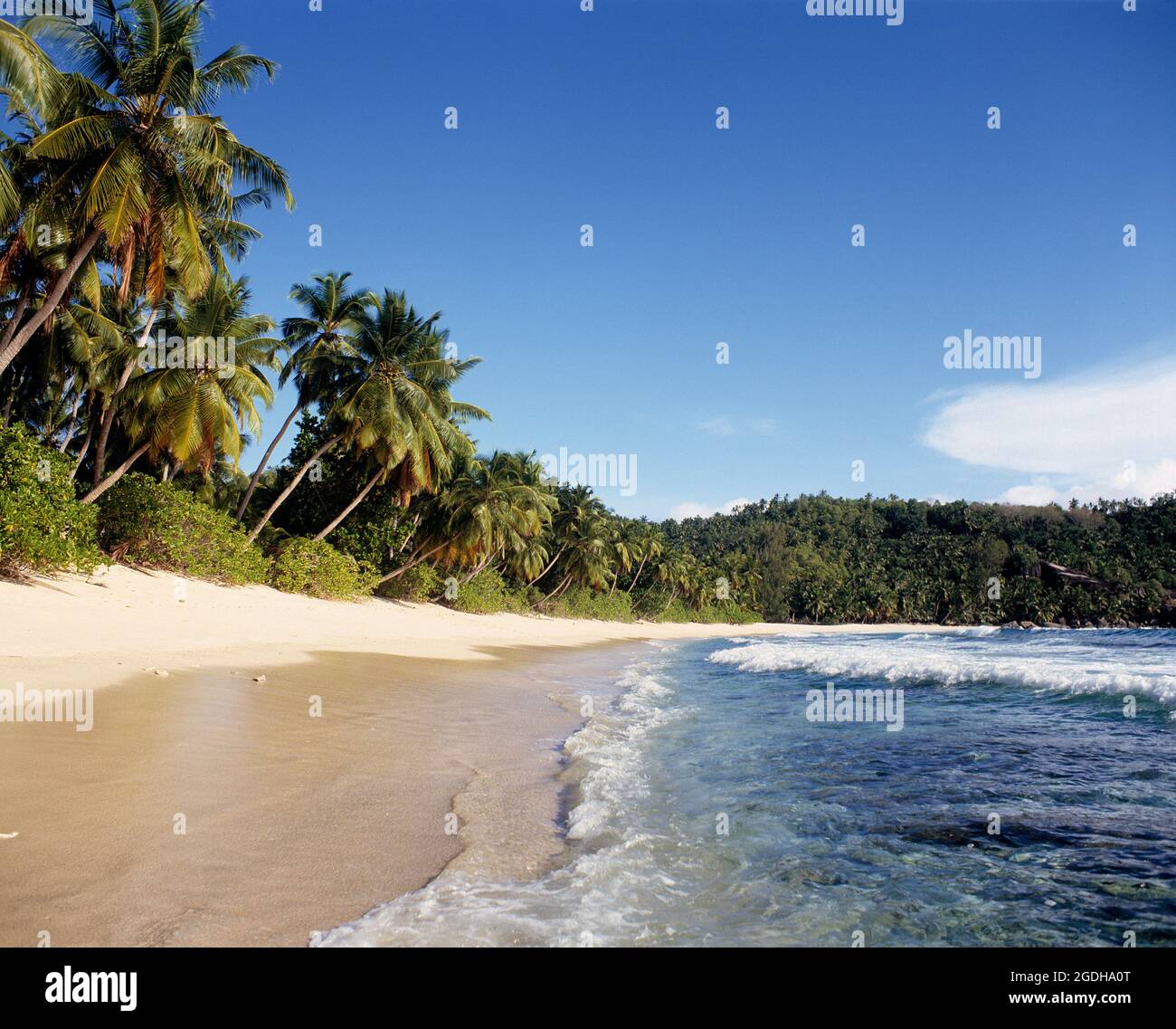 Seychellen. Mahé. Takamaka Beach. Stockfoto