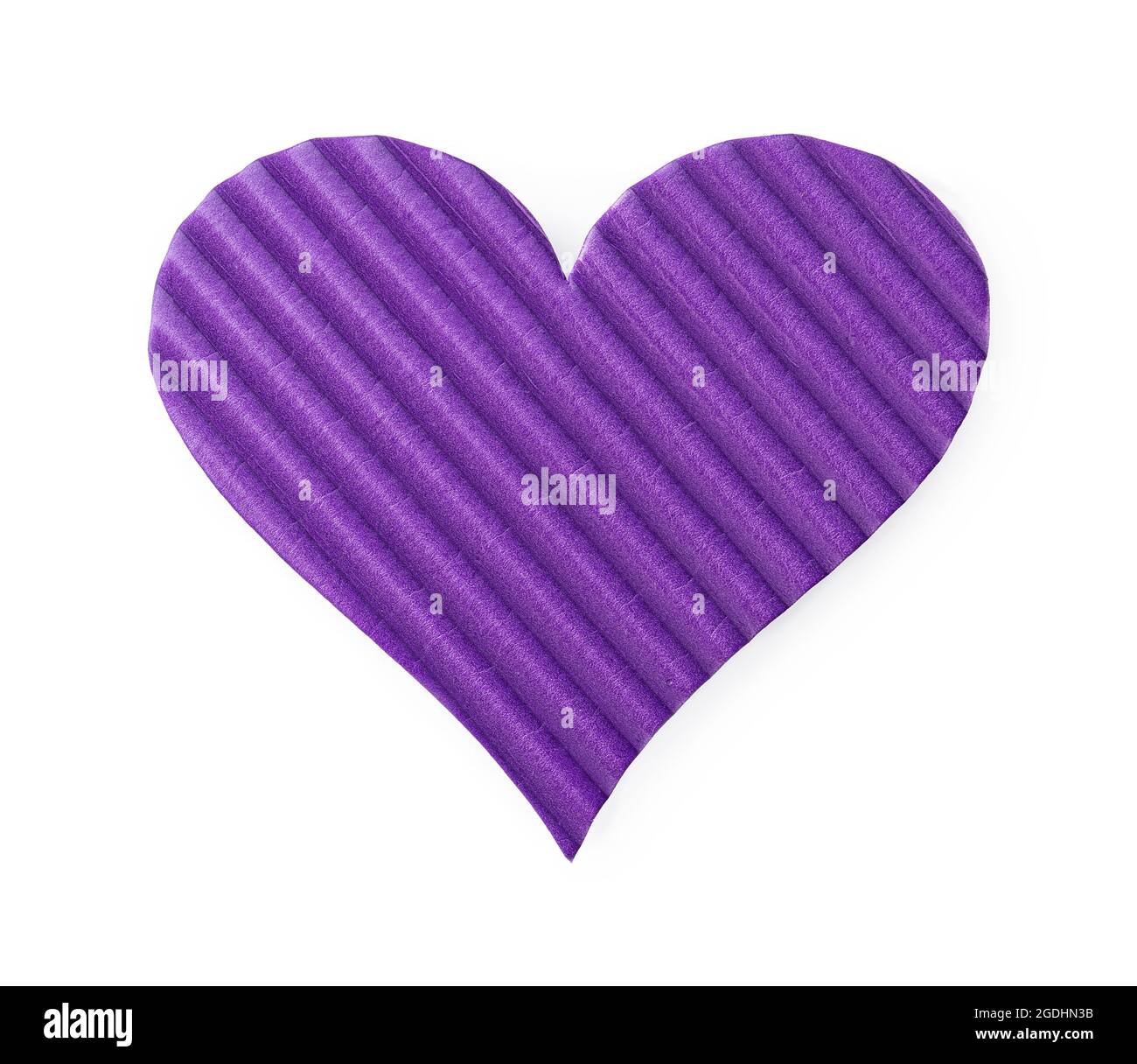 Valentine Herz von lila Farbe isoliert auf weißem Hintergrund. Liebe und Valentinstag Design-Element mit gewellter Textur für Urlaub, Grußkarte Stockfoto