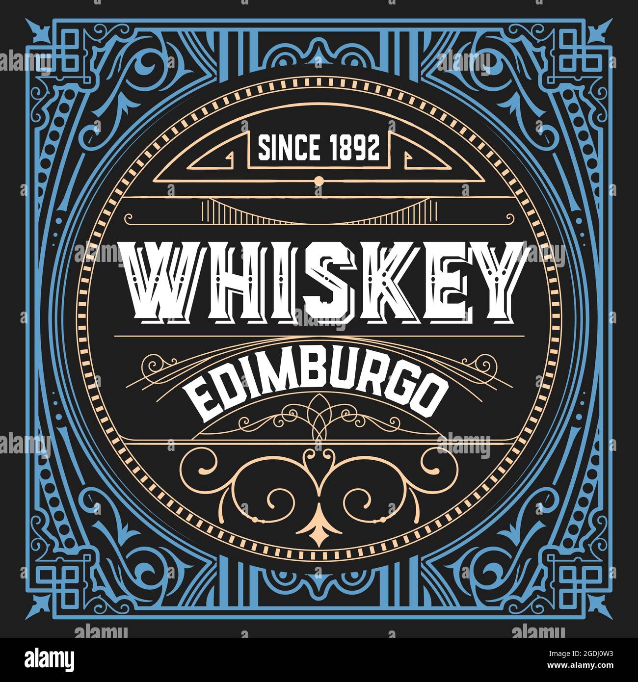 Whisky-Label mit alten Rahmen Stock Vektor