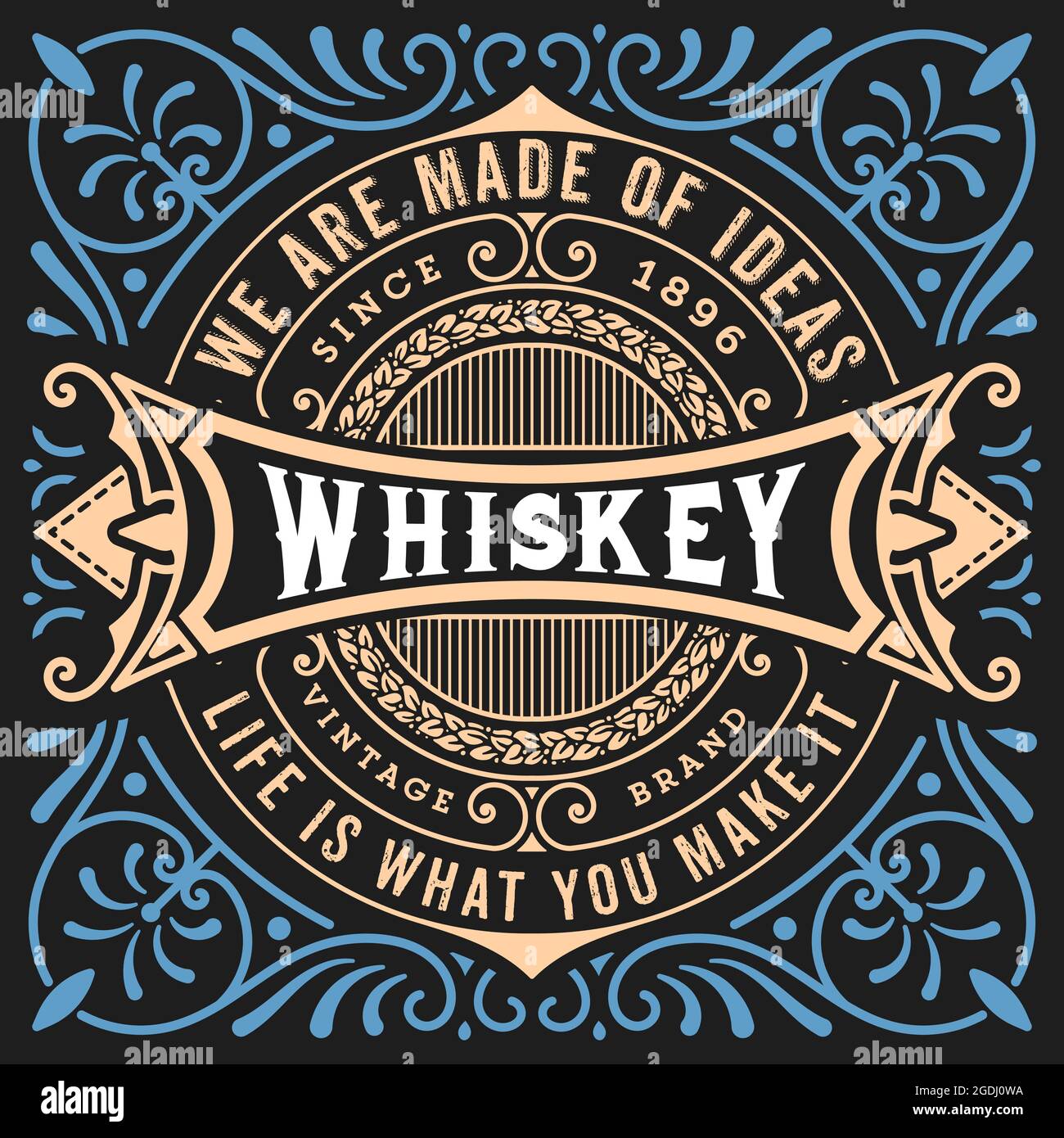 Whisky-Label mit alten Rahmen Stock Vektor