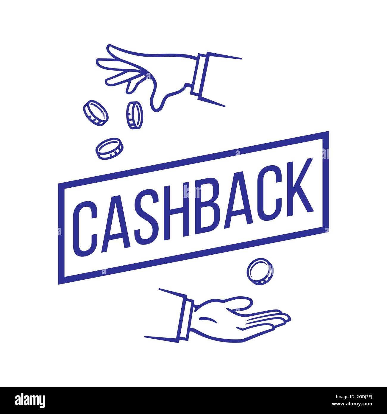 Cashback-Konzept. Geldrückerstattung. Geld sparen. Vektorgrafik, isoliert auf weißem Hintergrund Stock Vektor