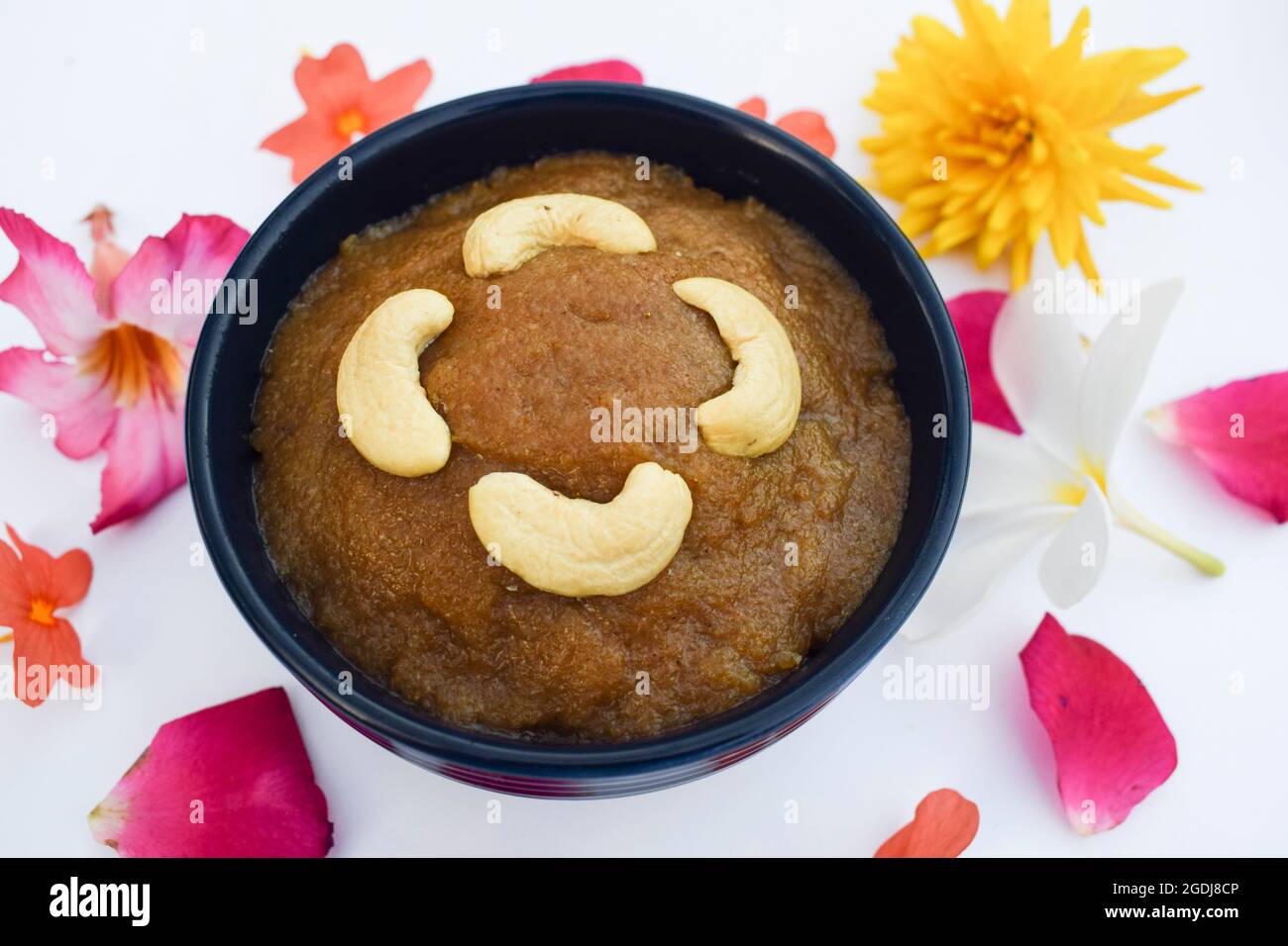 Selektiver Fokus der beliebten traditionellen süßen Artikel aus Amaranth ganze Körner als Rajgira sheera oder seera an bekannt Indisches Dessert zubereitet während Stockfoto