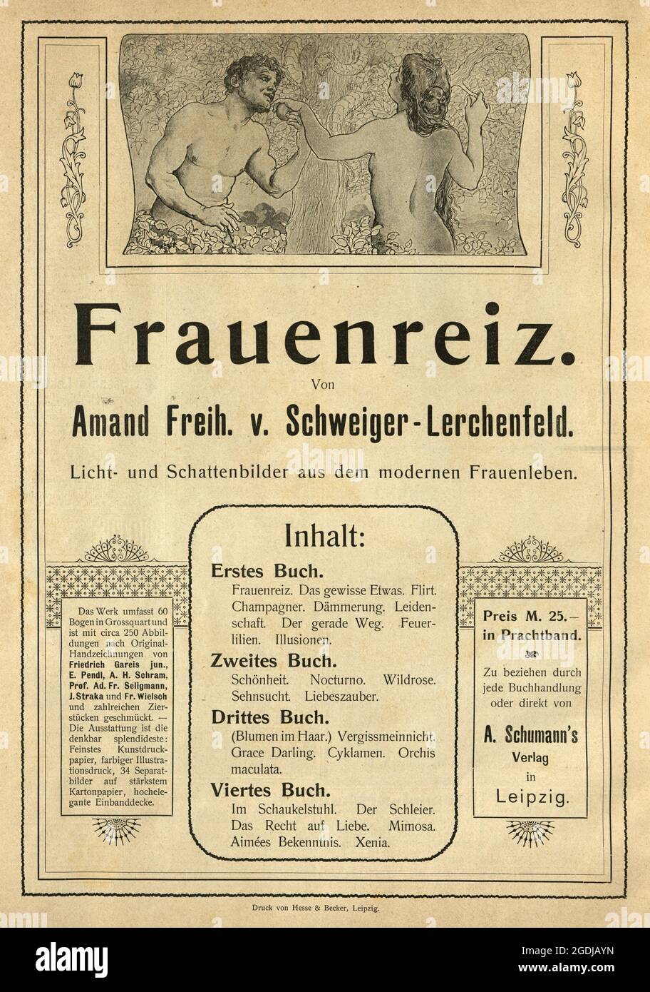 Zeitungsannonce der Belle Époque-Ära, 1902, Frauenreiz, weibliche Anziehungskraft Stockfoto