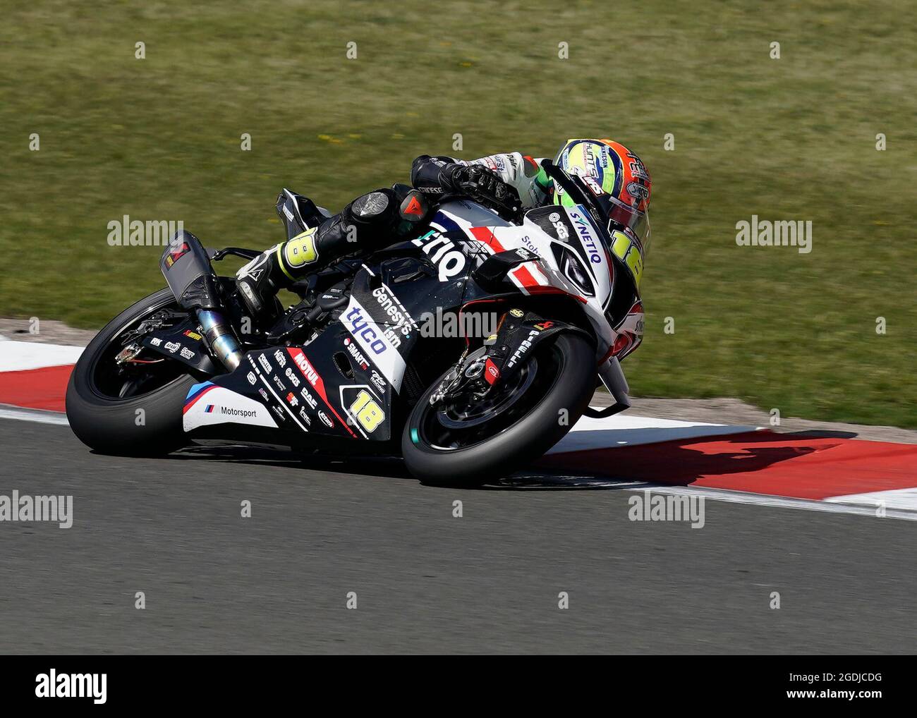 Castle Donnington, Großbritannien, 13, August, 2021,Andrew Irwin (Synetiq BMW) im Einsatz, während Bennetts British Superbike Practice, Credit:, Graham Glendinning,/ Alamy Live News Stockfoto