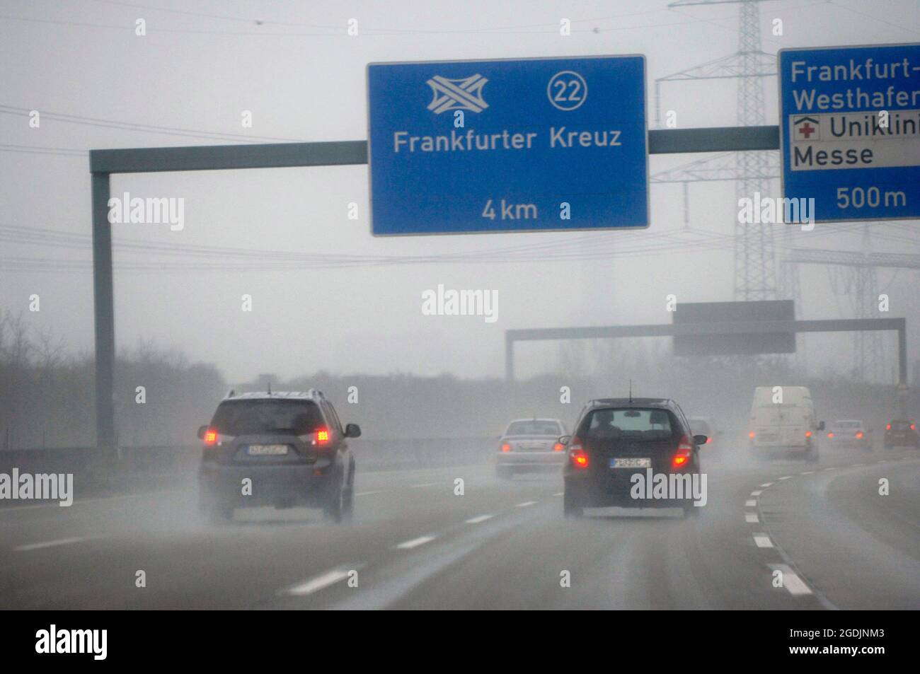 Schlechte Sicht auf der Autobahn, Deutschland Stockfoto