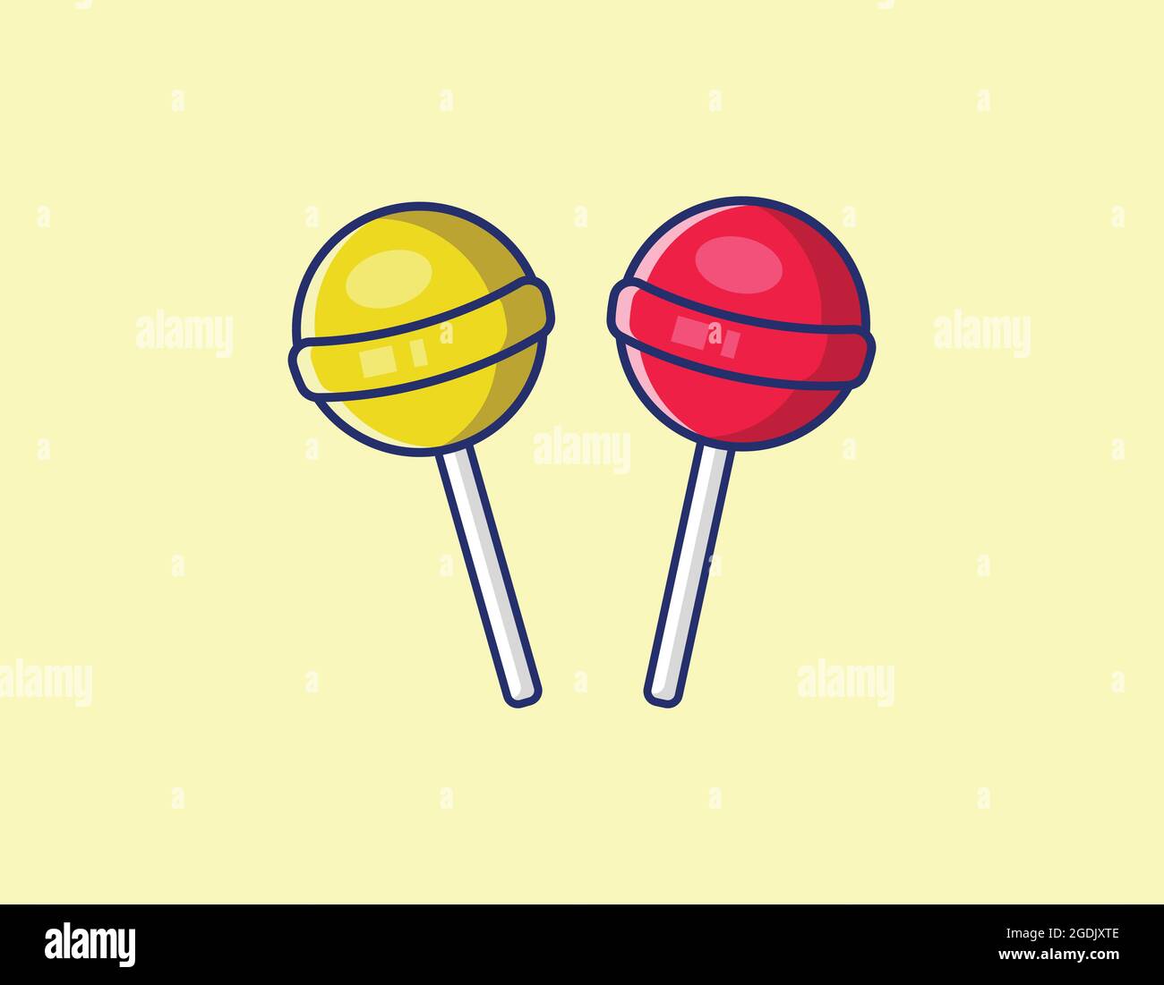 Zwei Süßigkeiten Illustration mit der verschiedenen Farbe rot und gelb, Süßigkeiten Vektor isoliert Stock Vektor
