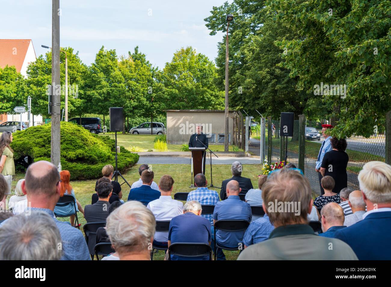 Am 13. August 2021 wird an den Beginn des Baus der Berliner Mauer und die vollstndige Schließung der innerdeutschen Grenze vor 60 Jahren erinnert.GED Stockfoto