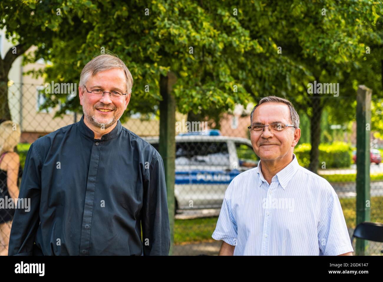 Michael Wieler , Volker Bandmann, Am 13. August 2021 wird an den Beginn des Baus der Berliner Mauer und die vollstndige Schließung der innerdeutschen Stockfoto