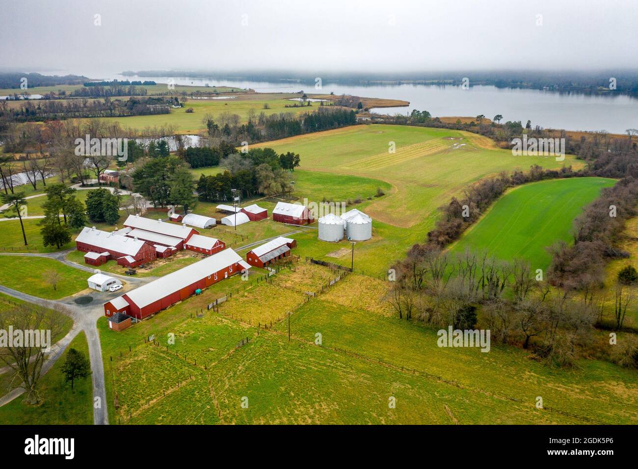 Farm versteckt gegen das Wasser, Queen Anne, MD Stockfoto