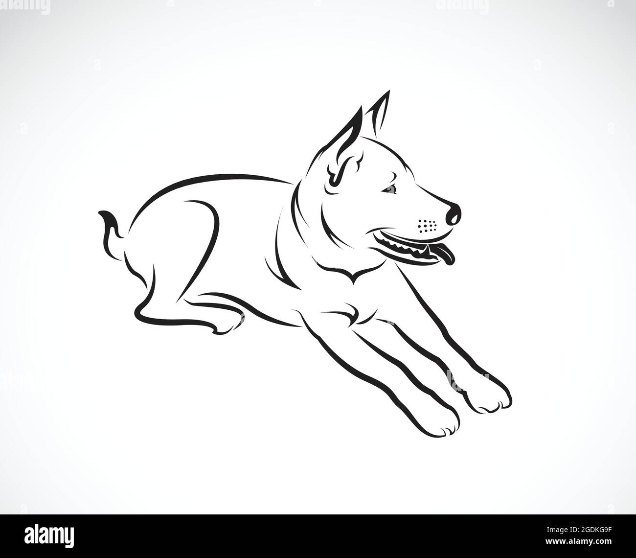 Vektorbilder von Hund auf weißem Hintergrund. Leicht editierbare Vektorgrafik mit Ebenen. Wilde Tiere. Stock Vektor