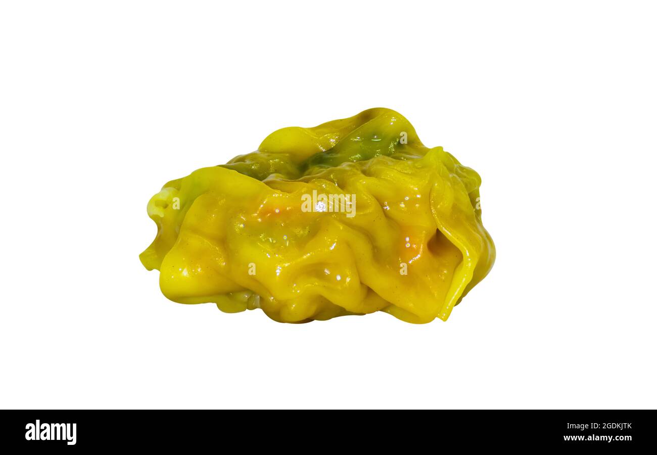 Gelbe, gedämpfte Knödel sind bereit zum Essen. Für eine Mahlzeit oder einen Snack. Stockfoto