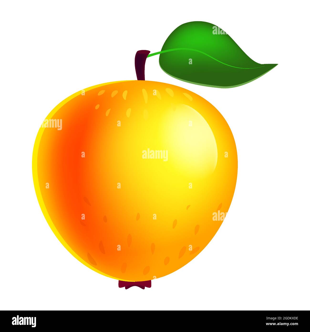 Apfelreife Früchte ganz frisch Bio, gelbe Farbe, Ikone. Vektorgrafik Symbol Symbol Cartoon Stock Vektor