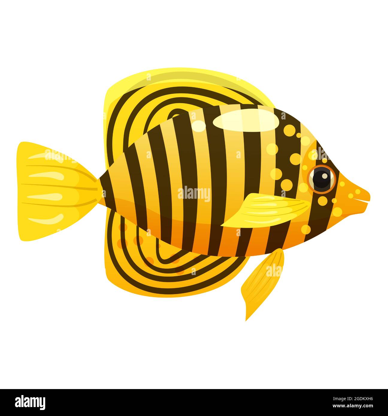 Tropischer gelber Fisch, Korallenriff exotisches Haustier. Aquarium Sea Life, Vektor illustrartion Cartoon-Stil Stock Vektor