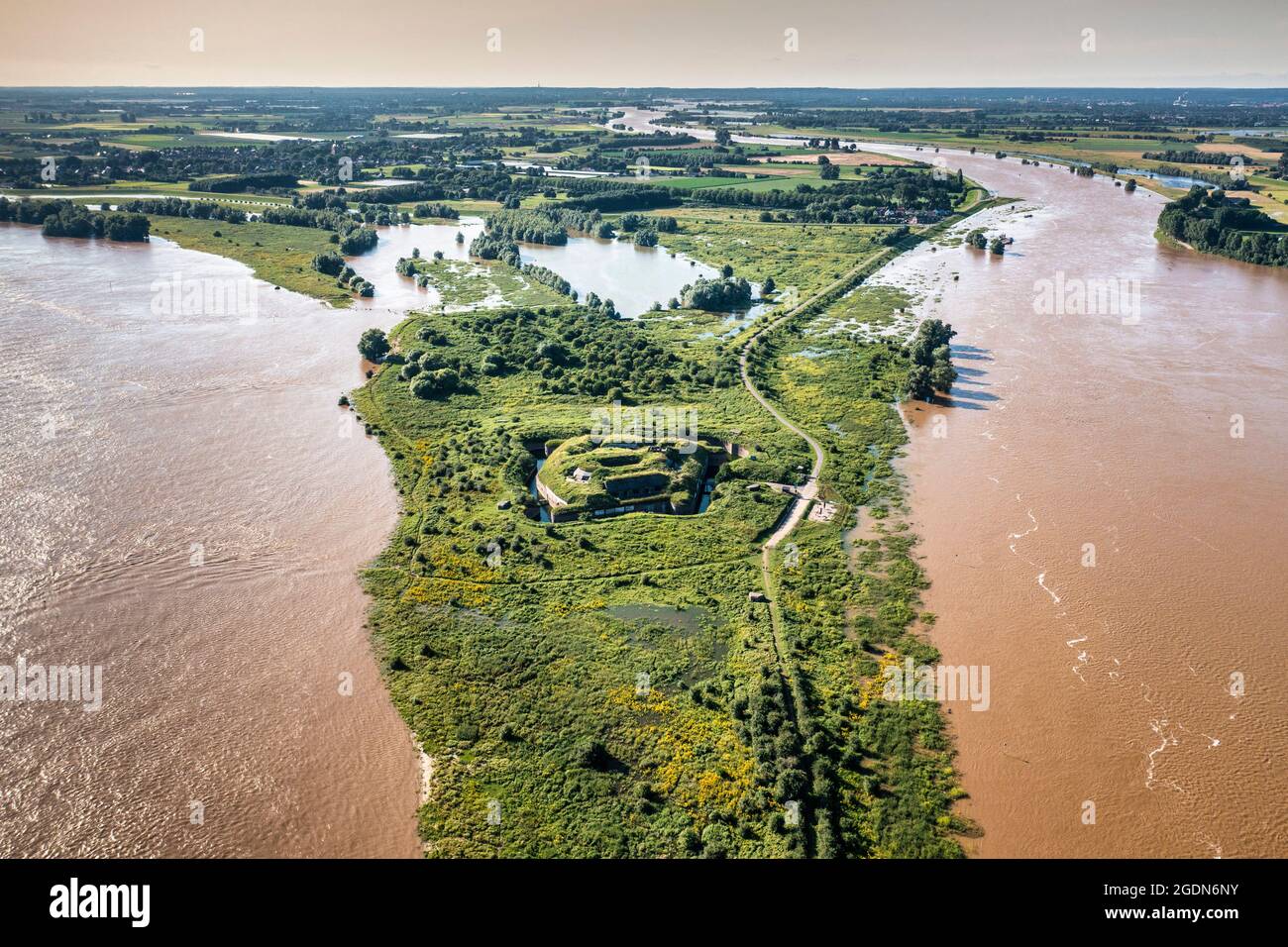 Niederlande, Doornenburg, Fort Pannerden, Neue Niederländische Verteidigungslinie. Nieuwe Hollandse Waterlinie. Niederländische Wasserschutzlinien. Hollandse Waterlinies. U Stockfoto