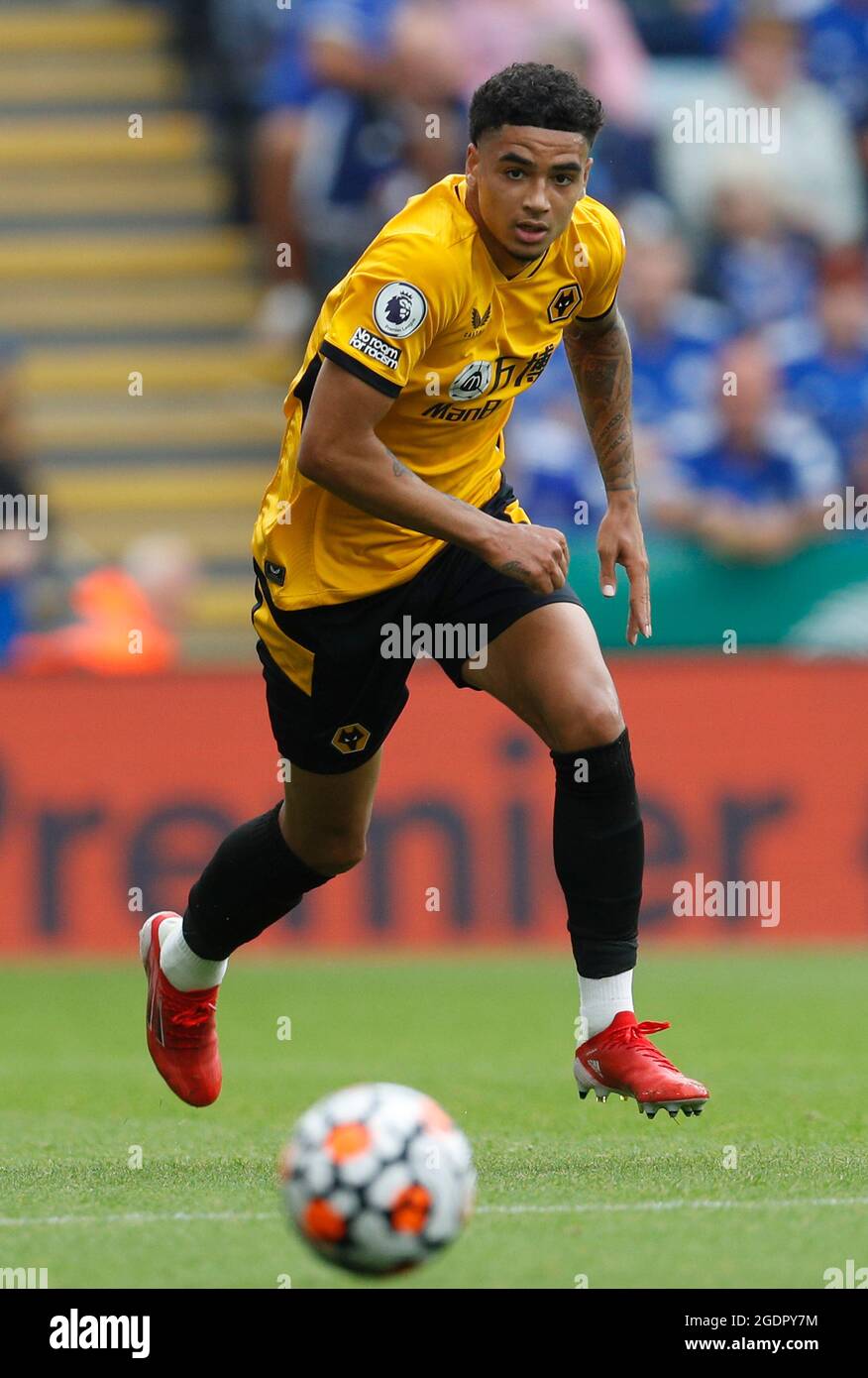 Leicester, England, 14. August 2021. Ki-Jana Hoever von Wolverhampton Wanderers während des Premier League-Spiels im King Power Stadium, Leicester. Bildnachweis sollte lauten: Darren Staples / Sportimage Stockfoto