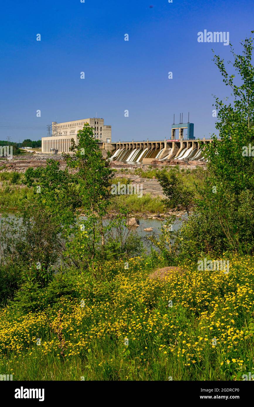 Das Kraftwerk Manitoba Hydro in Seven Sisters, Manitoba, Kanada. Stockfoto