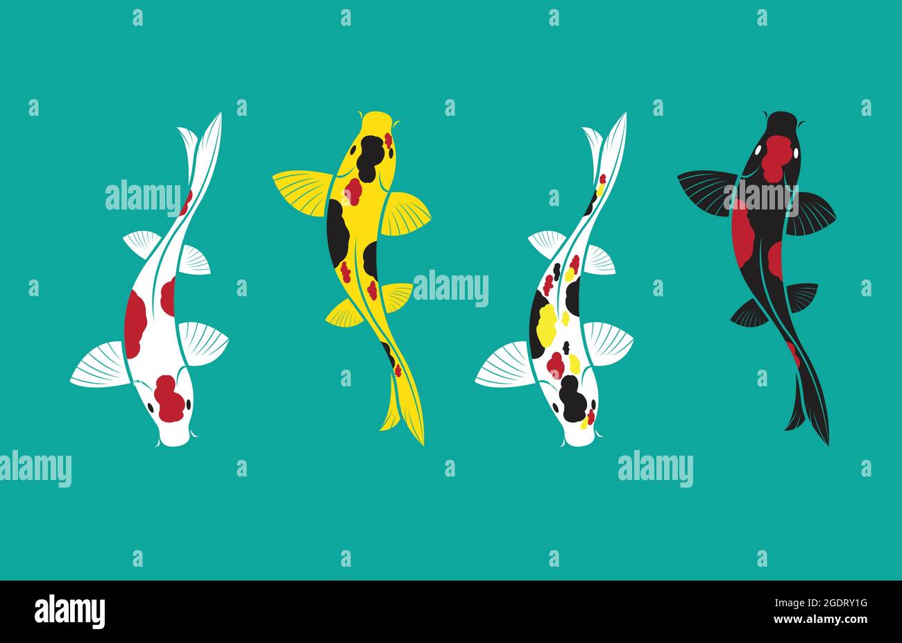 Vektor von Karpfen Koi Fisch Design isoliert auf blauem Hintergrund. Haustier. Leicht editierbare Vektorgrafik mit Ebenen. Stock Vektor