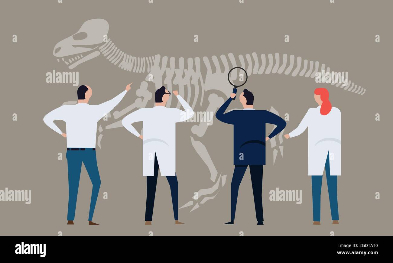 Archäologieforscher Historiker auf der Suche nach Dinosaurier Knochen Team lernen Paläontologe Stock Vektor
