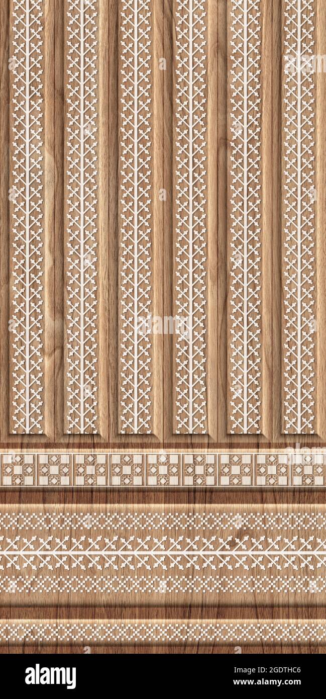 3D Tür Design Hintergrund, Laminat Holz Hochwertige Rendering dekorative Wandbild Tapete Illustration, 3D Carving Innenarchitektur. Stockfoto 3D Tür Design Hintergrund, Laminat Holz Hochwertige Rendering dekorative Wandbild Tapete Illustration, 3D Carving Innenarchitektur. Stockfoto