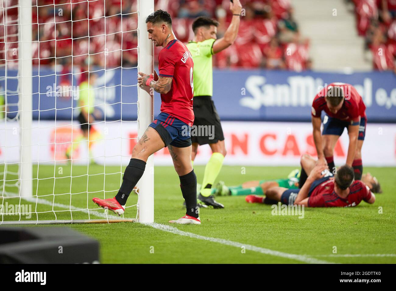 Pamplona, Spanien. August 2021. Chimy Avila (Stürmer; CA Osasuna) in Aktion während des spanischen Fußballs von La Liga Santander, Spiel zwischen CA Osasuna und RCD Español im Sadar-Stadion.(Endstand; CA Osasuna 0:0 RCD Español) Credit: SOPA Images Limited/Alamy Live News Stockfoto